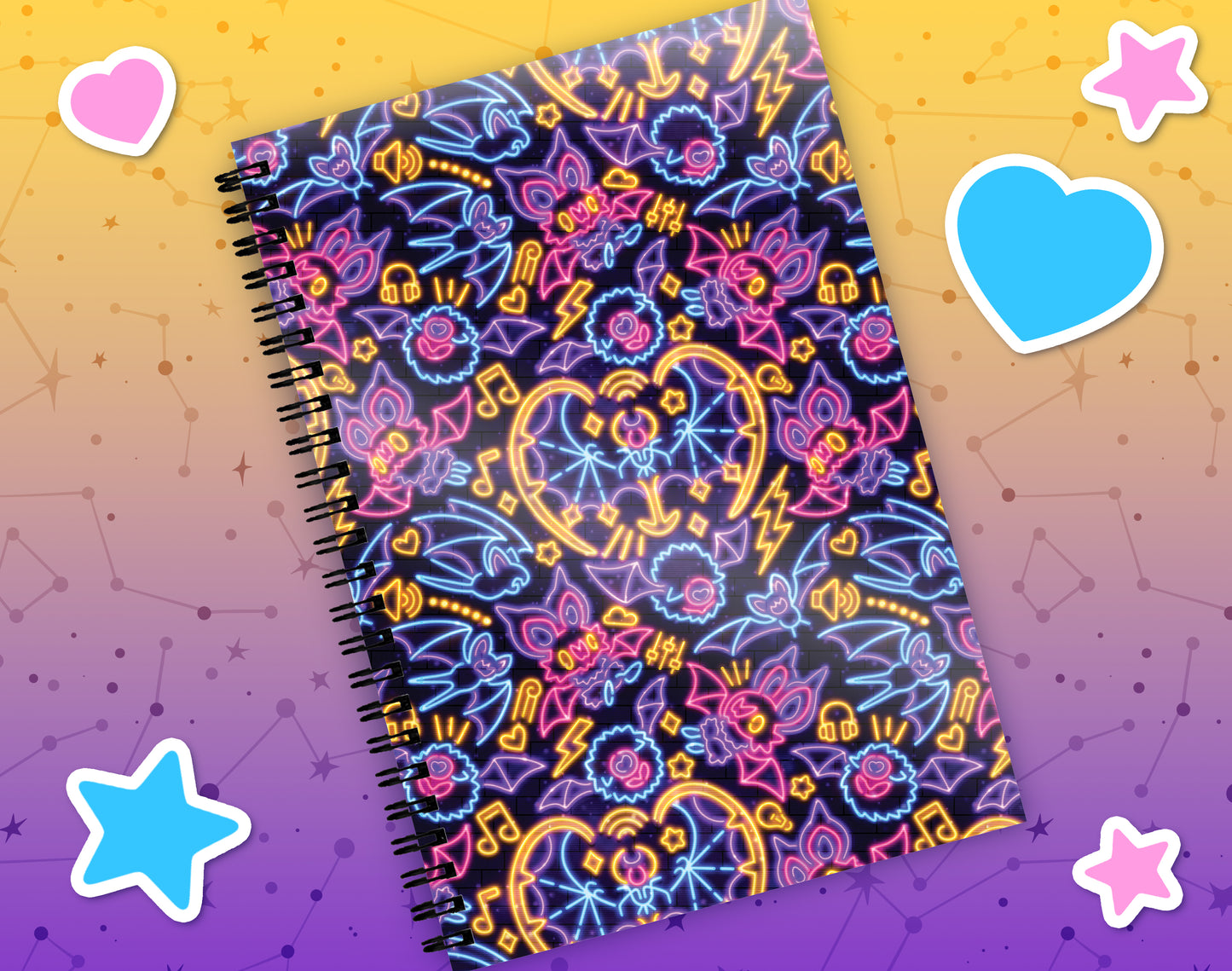 Neon Bats Reusable Sticker Book