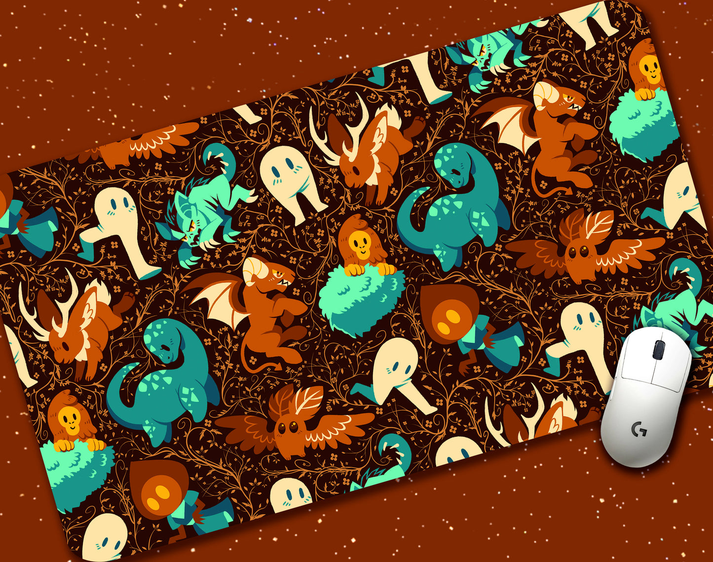 Colorful Cryptids Jumbo Desk Mat