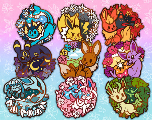 Elemental Eevee Enamel Pin Set