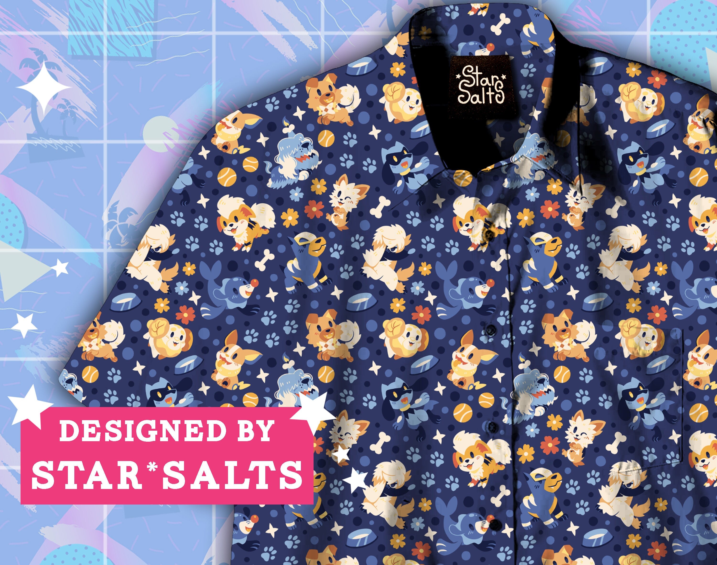 Poke'Dogs Button Up Shirt – Star⭑Salts