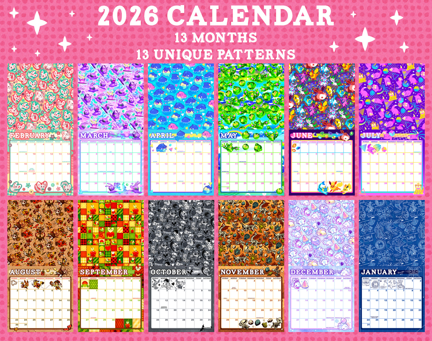 StarSalts 2026 Wall Calendar
