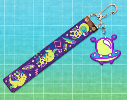 Alien Cat Lanyard Wristlet