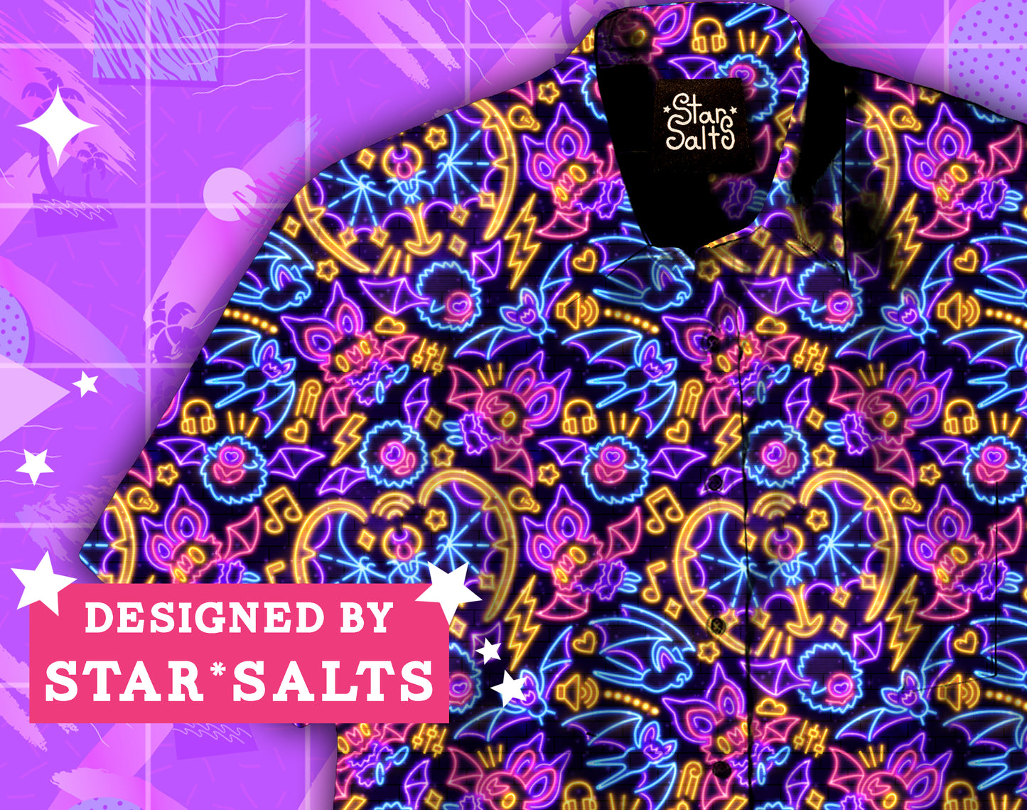 Neon Bats Button Up Shirt