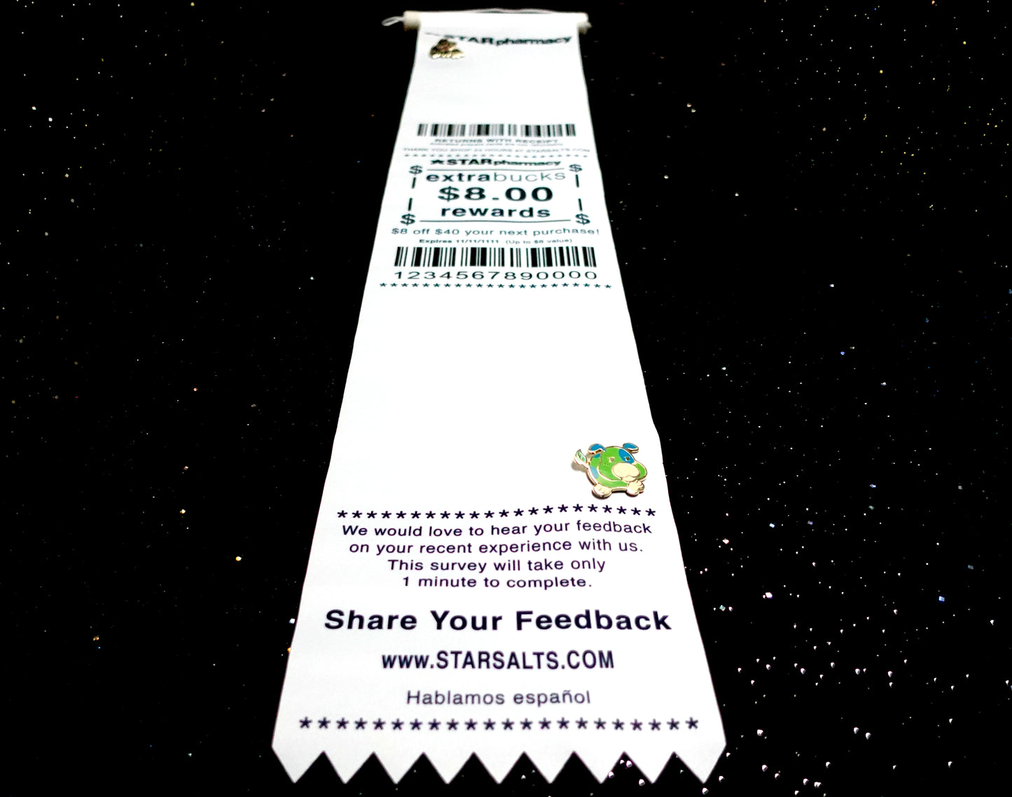 Incredibly Long Receipt Pin Banner