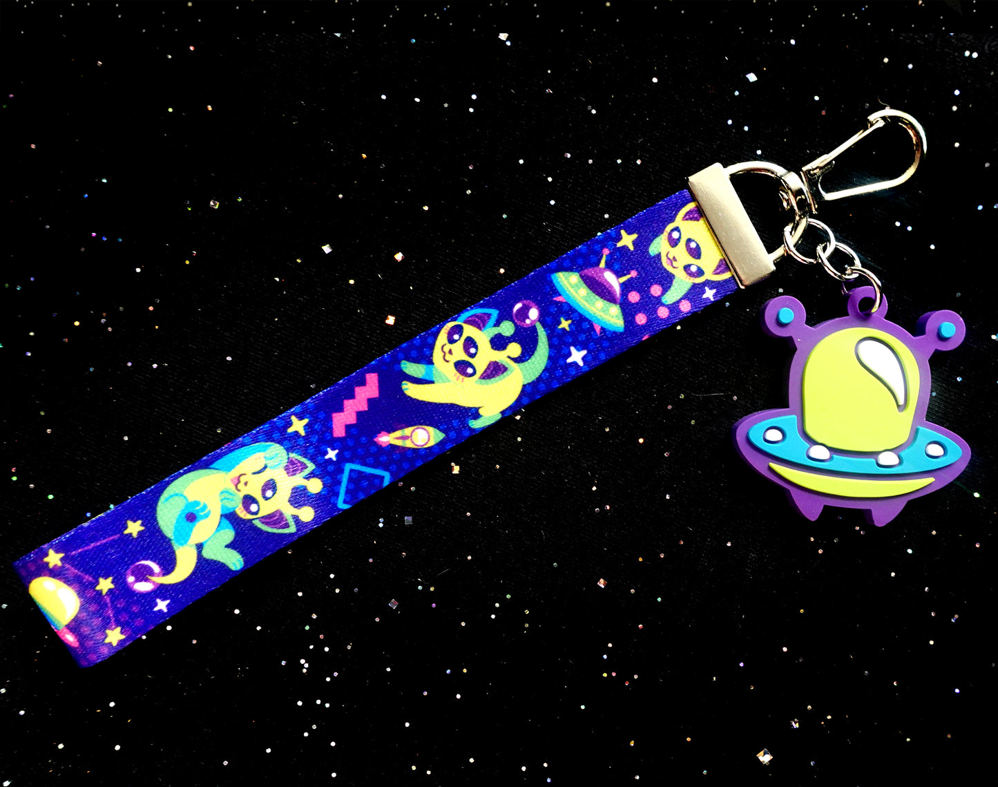 Alien Cat Lanyard Wristlet