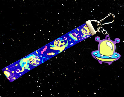 Alien Cat Lanyard Wristlet