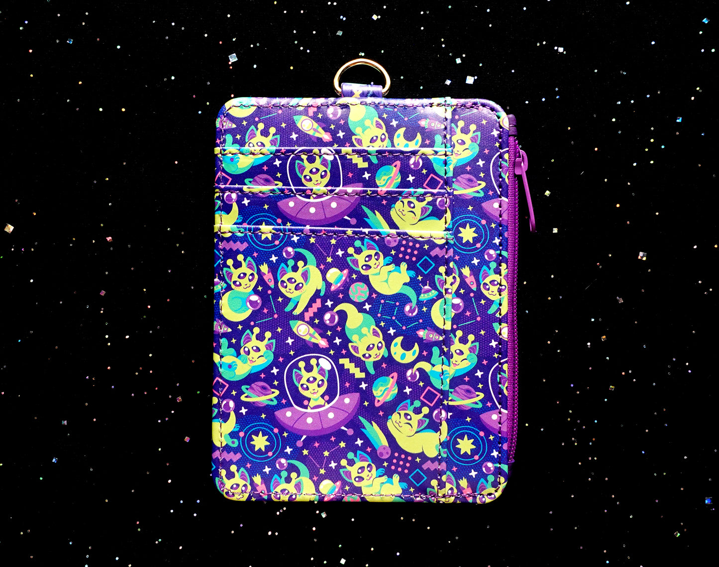 Alien Cat ID Wallet + Lanyard