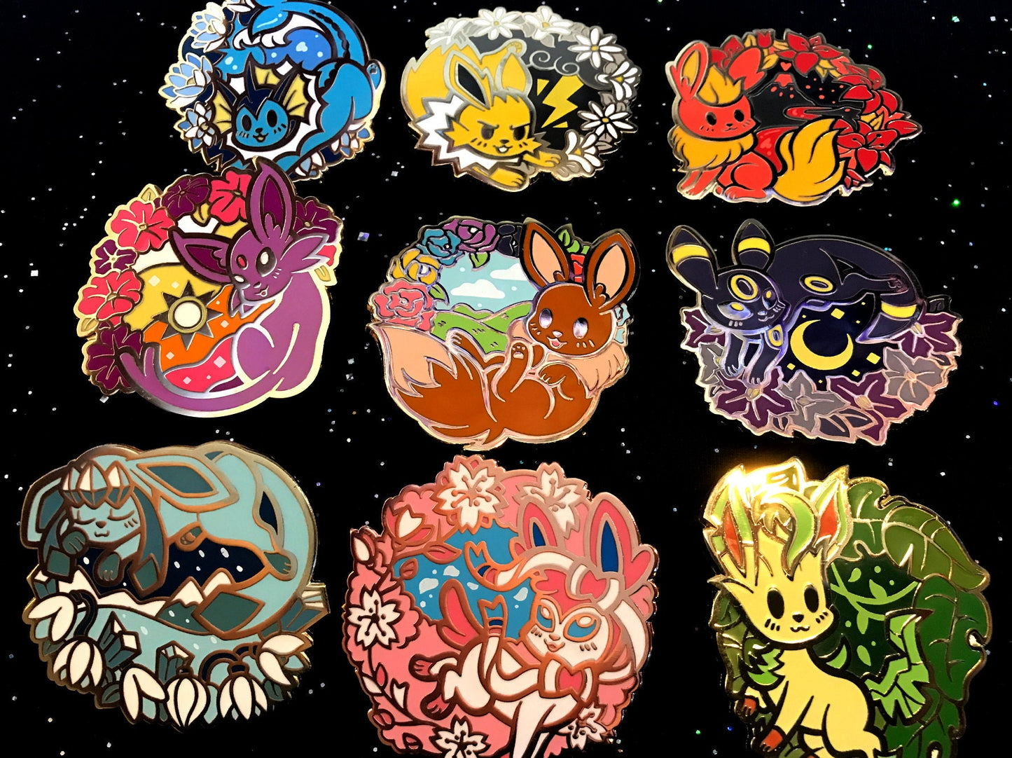 Elemental Eevee Enamel Pin Set