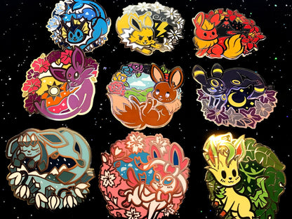 Elemental Eevee Enamel Pin Set