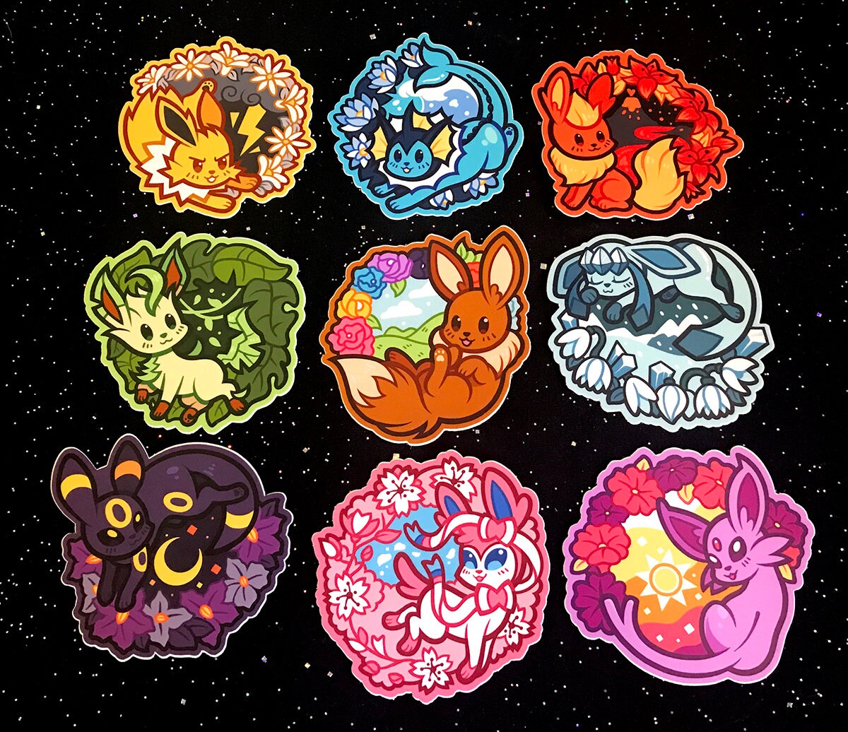 Elemental Eeveelution Stickers