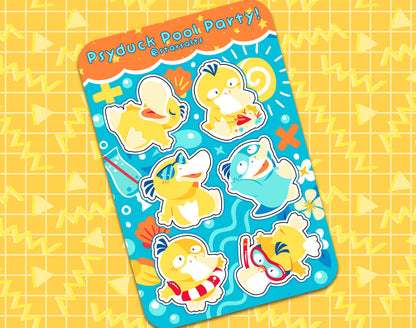 Psyduck Pool Party Sticker Sheet