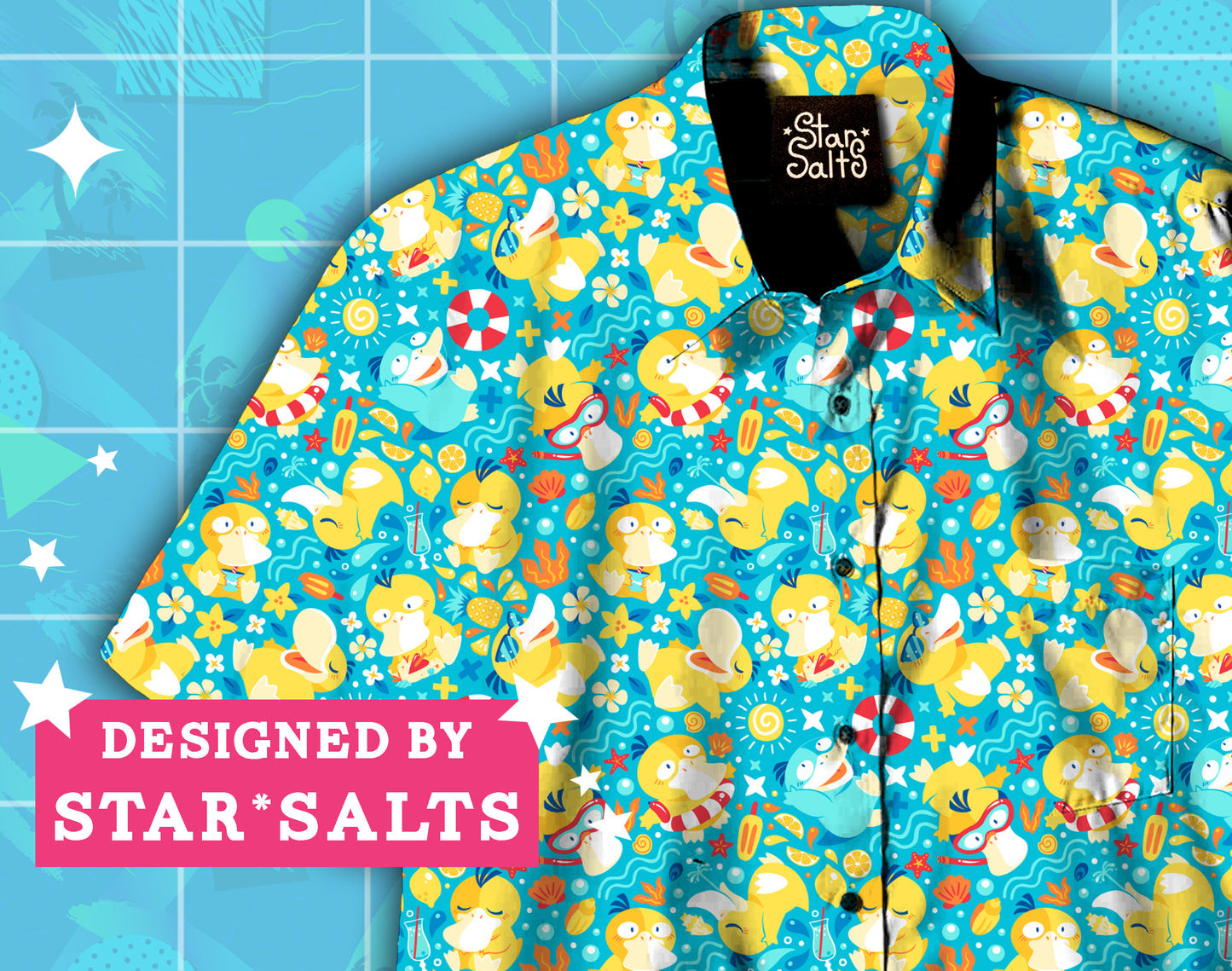 Psyduck Pool Party Button Up Shirt