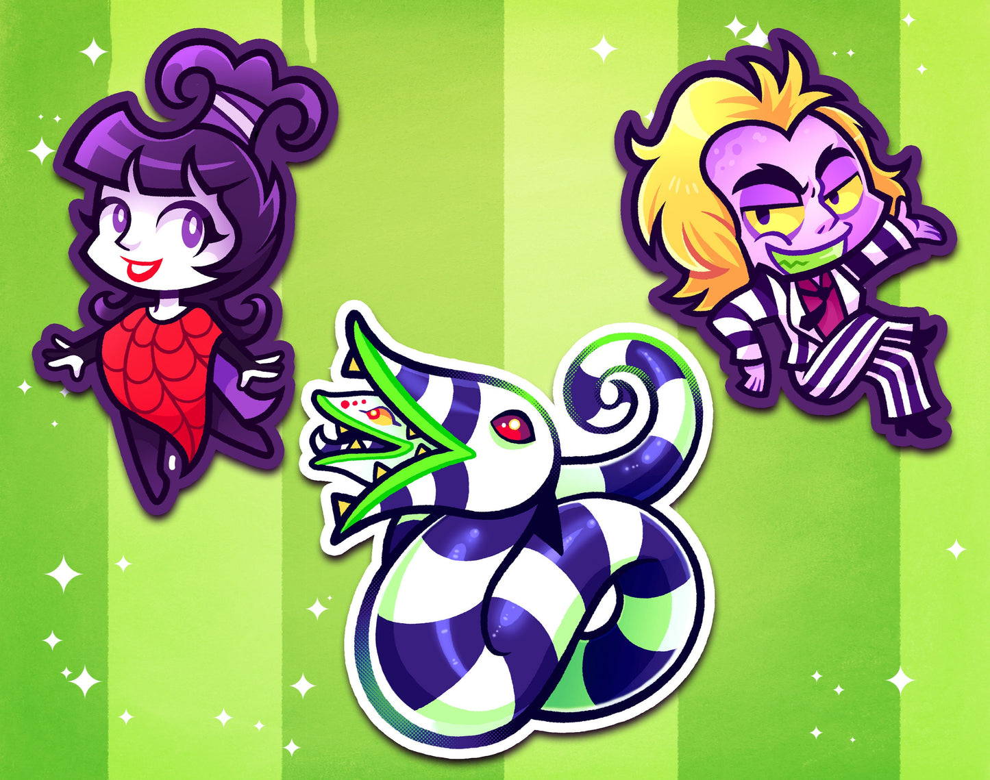 Beetlejuice and Lydia Stickers