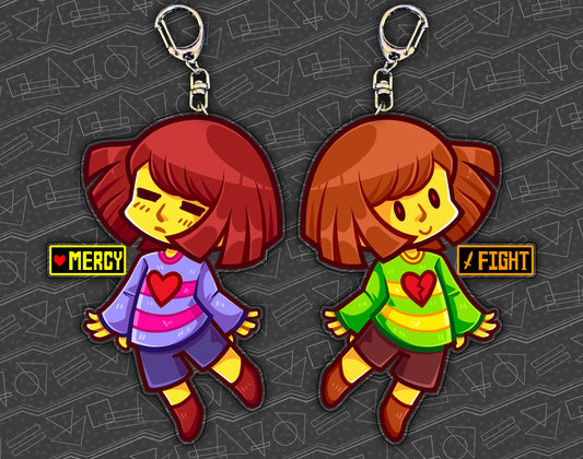 Frisk/Chara Double-Sided 2.5" Acrylic Charm